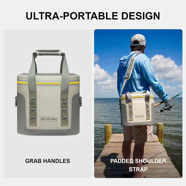 Alt view image 6 of 7 - SPARTER Portable Soft Cooler 12 Cans, IP68 Tizip Leak-Proof Zipper for Camping, Fishing, Beach, Outdoors Insulated Ice Chest with Reusable Ice Pack