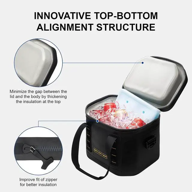 Alt view image 2 of 7 - SPARTER Portable Soft Cooler 12 Cans, IP68 Tizip Leak-Proof Zipper for Camping, Fishing, Beach, Outdoors Insulated Ice Chest with Reusable Ice Pack