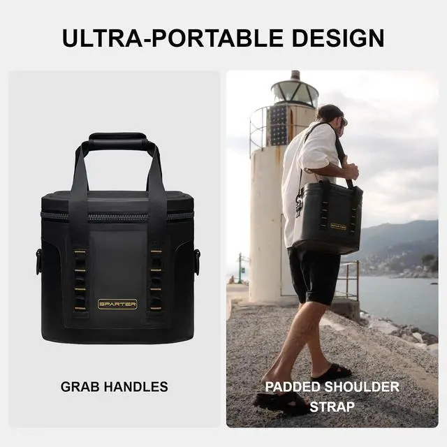 Alt view image 6 of 7 - SPARTER Portable Soft Cooler 12 Cans, IP68 Tizip Leak-Proof Zipper for Camping, Fishing, Beach, Outdoors Insulated Ice Chest with Reusable Ice Pack