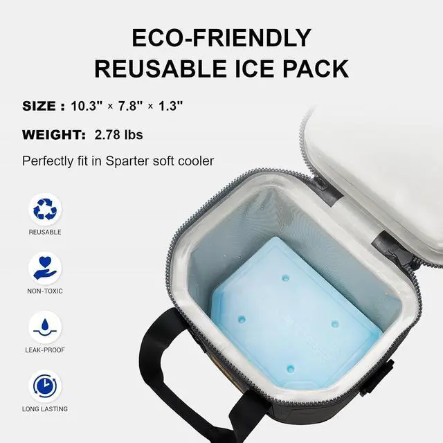 Alt view image 7 of 7 - SPARTER Portable Soft Cooler 12 Cans, IP68 Tizip Leak-Proof Zipper for Camping, Fishing, Beach, Outdoors Insulated Ice Chest with Reusable Ice Pack