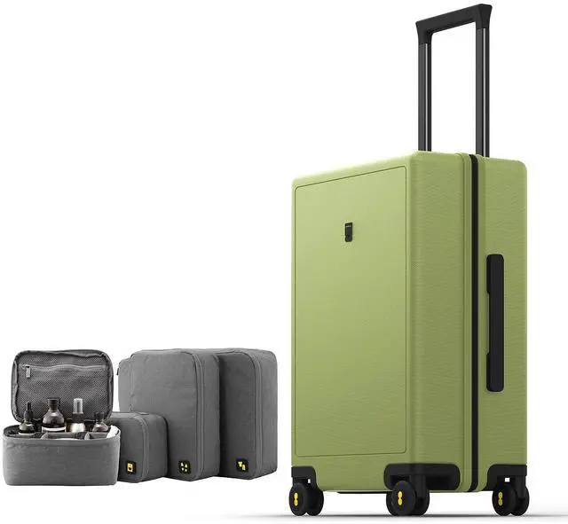 Main image of LEVEL8 Luminous Carry on Luggage, 20 Inch Hardside Suitcase Bundle with 4 PC Packing Cubes Organizer Set - Green
