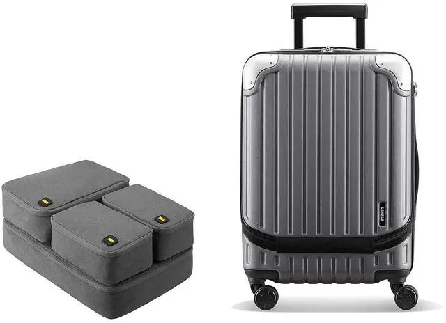 Main image of LEVEL8 Grace Expandable 20" Carry-On Luggage with 4 PC Organizer Packing Cubes - Grey, Carry-On 20-Inch