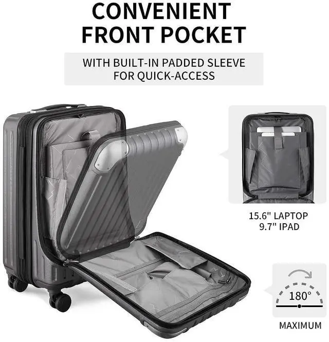 Alt view image 4 of 7 - LEVEL8 Grace Expandable 20" Carry-On Luggage with 4 PC Organizer Packing Cubes - Grey, Carry-On 20-Inch