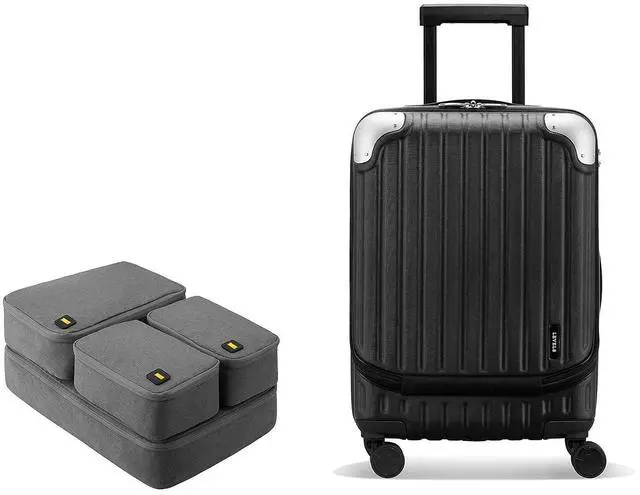 Main image of LEVEL8 Grace Expandable 20" Carry-On Luggage with 4 PC Organizer Packing Cubes - Black, Carry-On 20-Inch
