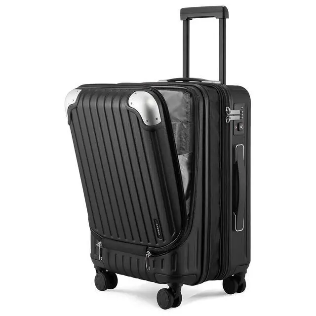 Alt view image 2 of 7 - LEVEL8 Grace Expandable 20" Carry-On Luggage with 4 PC Organizer Packing Cubes - Black, Carry-On 20-Inch