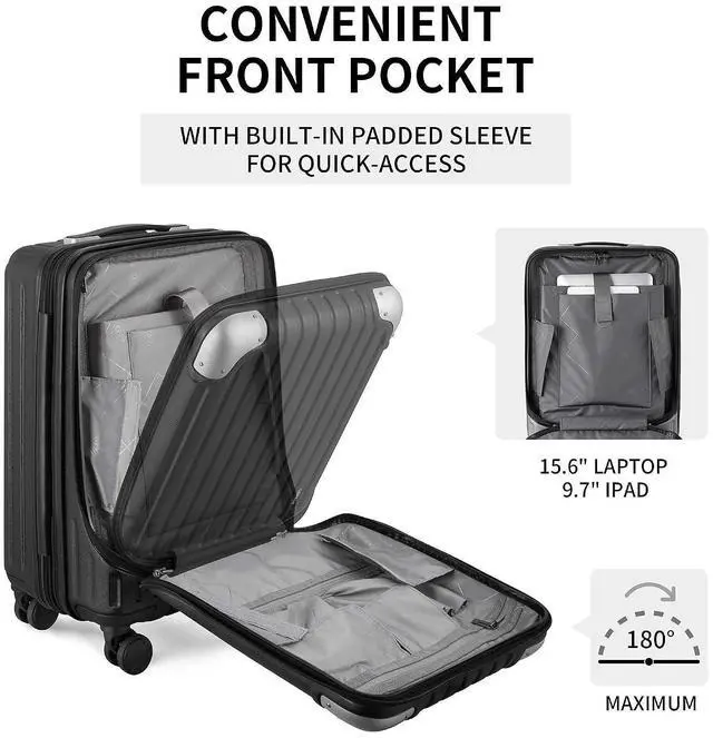 Alt view image 4 of 7 - LEVEL8 Grace Expandable 20" Carry-On Luggage with 4 PC Organizer Packing Cubes - Black, Carry-On 20-Inch