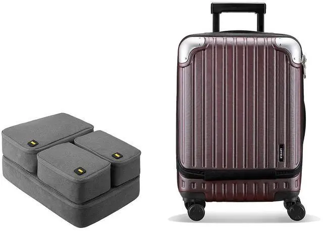 Main image of LEVEL8 Grace Expandable 20" Carry-On Luggage with 4 PC Organizer Packing Cubes - Red, Carry-On 20-Inch