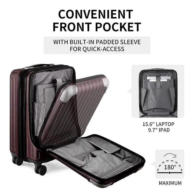 Alt view image 4 of 7 - LEVEL8 Grace Expandable 20" Carry-On Luggage with 4 PC Organizer Packing Cubes - Red, Carry-On 20-Inch