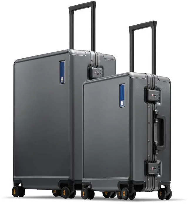 Main image of LEVEL8 20/24 Inch Zipperless 2 Piece Luggage Sets with Aluminum Frame, Lightweight Hard Shell Suitcases with Spinner Wheels, Metal Travel Luggages with Double TSA Locks, Grey