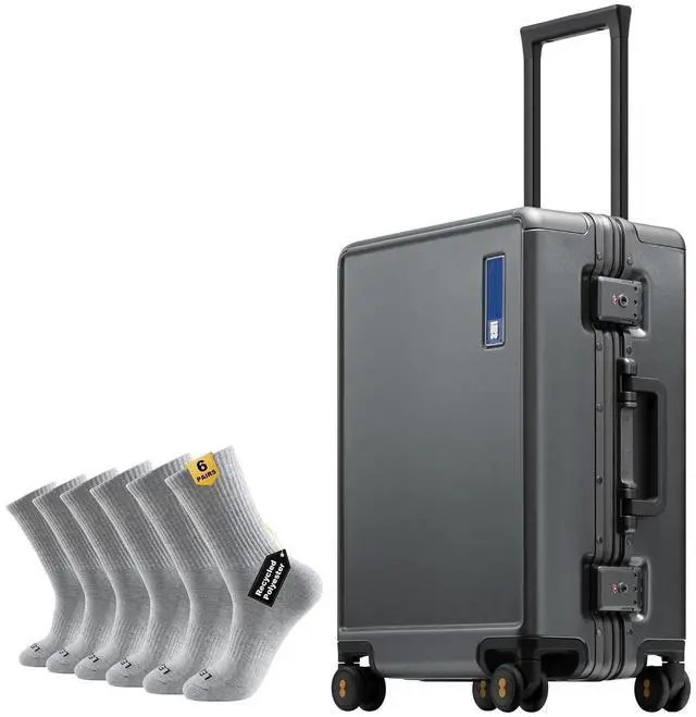 Main image of LEVEL8 Zipperless Carry On Luggage with Mens Work Crew Socks