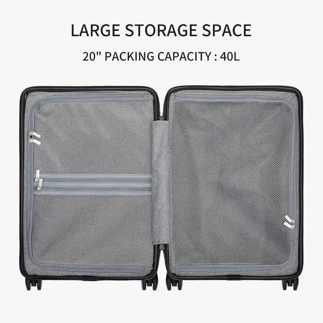 Alt view image 4 of 7 - LEVEL8 Luminous Carry On Luggage 20" Inch with Laptop Backpack-Black