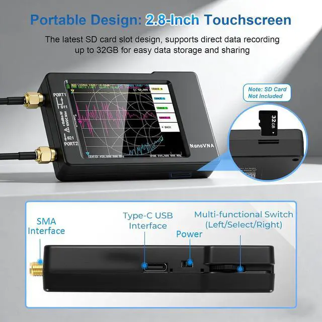 Alt view image 4 of 7 - AURSINC NanoVNA-H4 Vector Network Analyzer 9KHz -1.5GHz HF VHF UHF Antenna Analyzer + Handheld Antenna Cable - RF Coax SMA Male to UHF Female SO-239 Cable 2-Pack