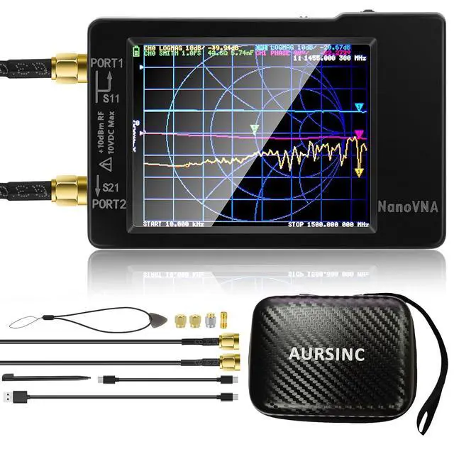 Main image of AURSINC NanoVNA-H4 Vector Network Analyzer 9KHz -1.5GHz HF VHF UHF Antenna Analyzer + Handheld Antenna Cable - RF Coax SMA Male to UHF Female SO-239 Cable 2-Pack