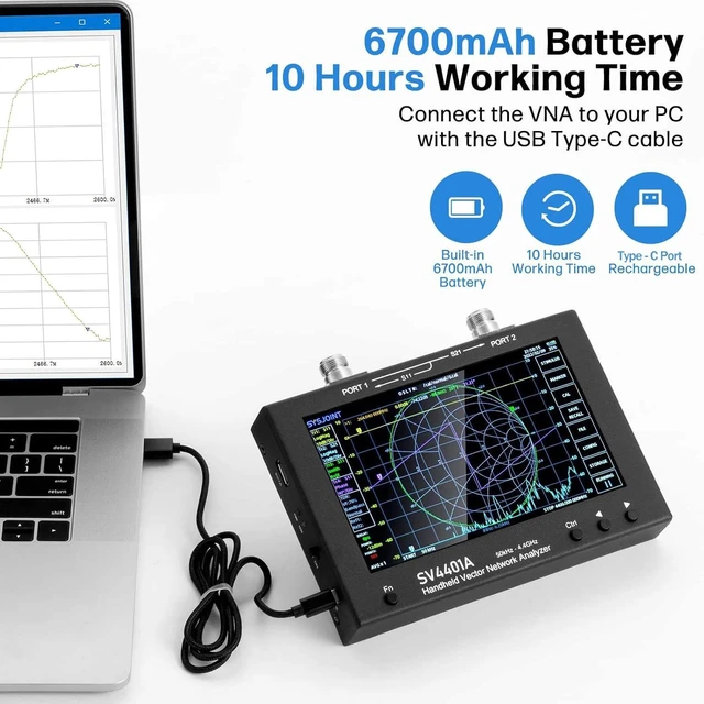 Alt view image 6 of 7 - 7-Inch NanoVNA SV4401A Vector Network Analyzer, 50KHz-4.4GHz, with 6700mAh Battery & 8GB Storage