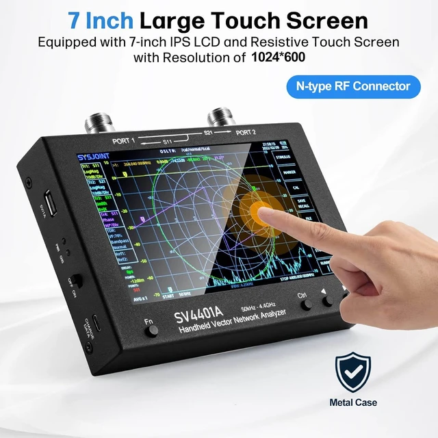 Alt view image 2 of 7 - 7-Inch NanoVNA SV4401A Vector Network Analyzer, 50KHz-4.4GHz, with 6700mAh Battery & 8GB Storage