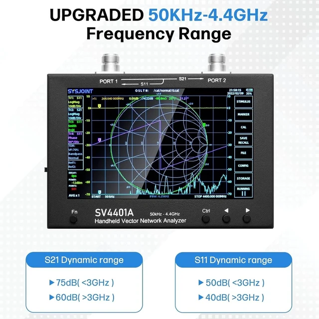 Alt view image 3 of 7 - 7-Inch NanoVNA SV4401A Vector Network Analyzer, 50KHz-4.4GHz, with 6700mAh Battery & 8GB Storage