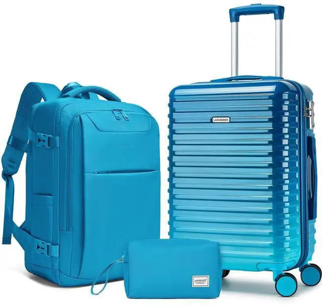 Main image of LARVENDER Carry on Luggage 22x14x9 Airline Approved, Expandable 20 Inch Hardside Large Suitcase with Wheels TSA Lock, Lightweigh PC+ABS Travel Carry-on Suitcases for Women and Men, Ocean Breeze