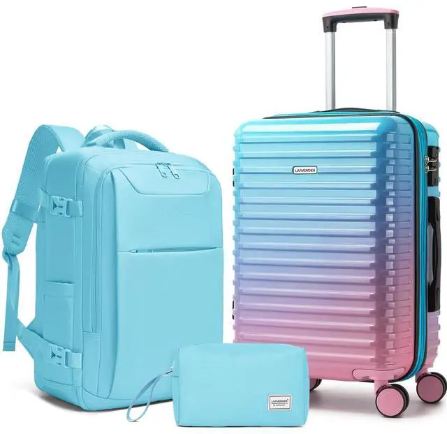 Main image of LARVENDER Carry on Luggage 22x14x9 Airline Approved, Expandable 20 Inch Hardside Large Suitcase with Wheels TSA Lock, Lightweigh PC+ABS Travel Carry-on Suitcases for Women and Men, Cotton Candy