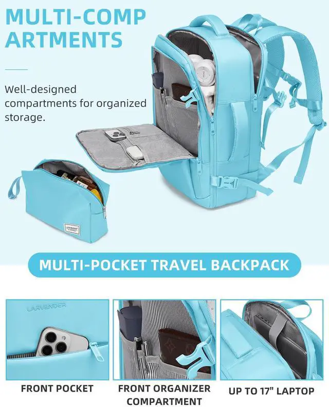 Alt view image 6 of 7 - LARVENDER Carry on Luggage 22x14x9 Airline Approved, Expandable 20 Inch Hardside Large Suitcase with Wheels TSA Lock, Lightweigh PC+ABS Travel Carry-on Suitcases for Women and Men, Cotton Candy