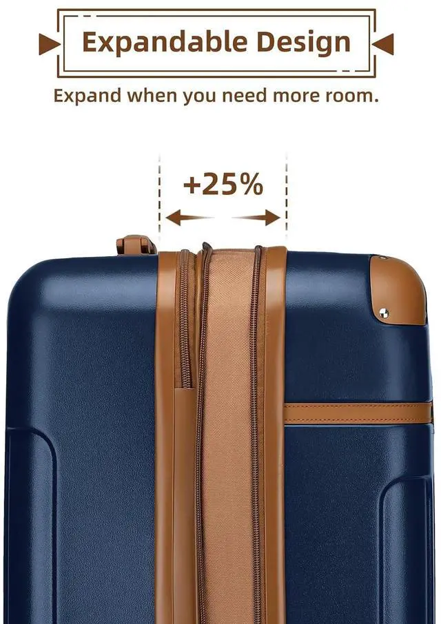 Alt view image 2 of 7 - LARVENDER Carry On Luggage 22x14x9 Airline Approved with Spinner Wheels, Expandable 20 Inch Luggage with TSA Lock, Hard Shell Carry On Suitcases for Women Men, Navy Blue