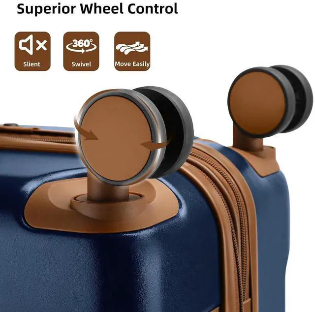 Alt view image 7 of 7 - LARVENDER Carry On Luggage 22x14x9 Airline Approved with Spinner Wheels, Expandable 20 Inch Luggage with TSA Lock, Hard Shell Carry On Suitcases for Women Men, Navy Blue