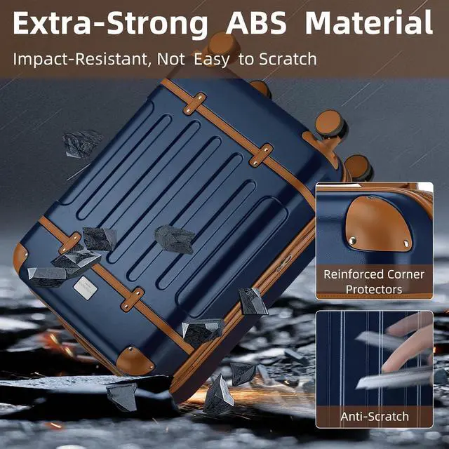 Alt view image 5 of 7 - LARVENDER Carry On Luggage 22x14x9 Airline Approved with Spinner Wheels, Expandable 20 Inch Luggage with TSA Lock, Hard Shell Carry On Suitcases for Women Men, Navy Blue
