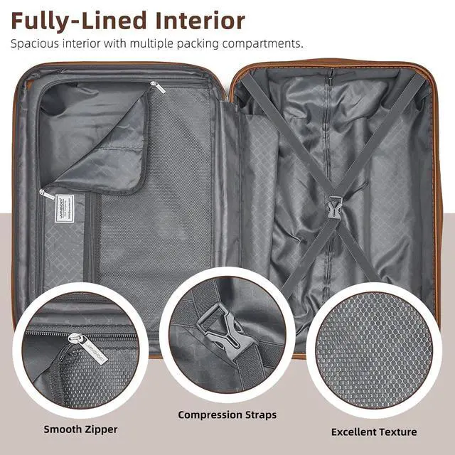 Alt view image 5 of 6 - LARVENDER Carry On Luggage 22x14x9 Airline Approved with Spinner Wheels, Expandable 20 Inch Luggage with TSA Lock, Hard Shell Carry On Suitcases for Women Men, Maple