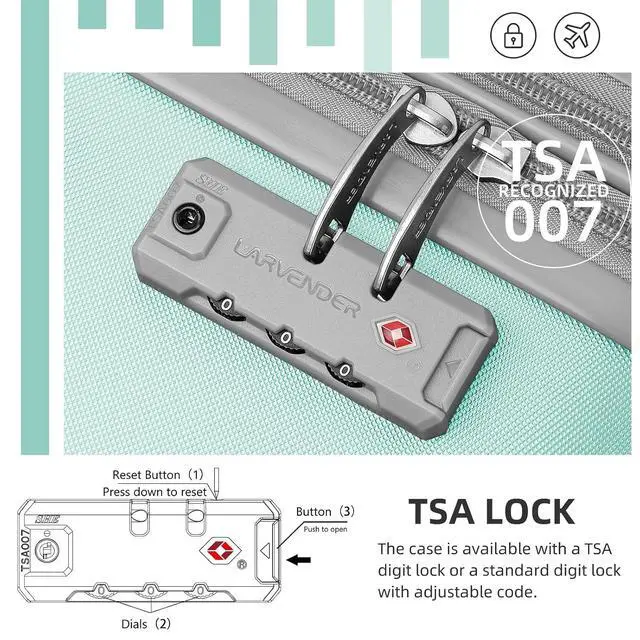 Alt view image 3 of 7 - LARVENDER Luggage Sets 6 Piece, Expandable Luggage Set Clearance for Women, Suitcases with Wheels, Hardside Hard Shell Travel Luggage with TSA Lock, Mint Green