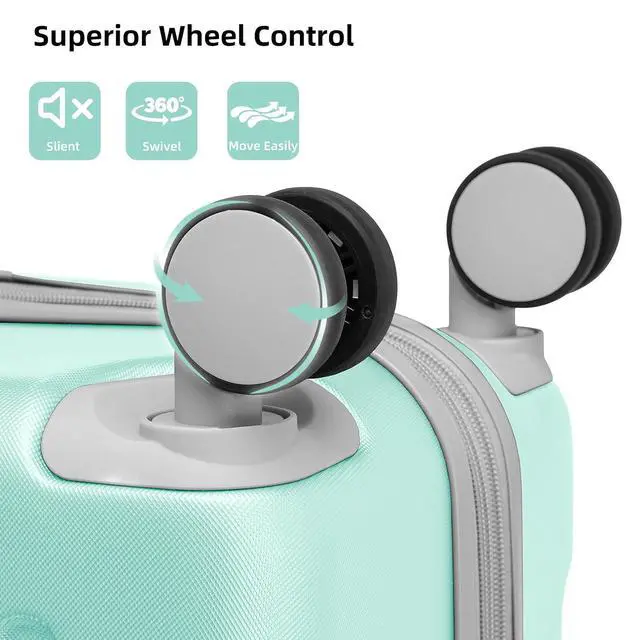 Alt view image 7 of 7 - LARVENDER Luggage Sets 6 Piece, Expandable Luggage Set Clearance for Women, Suitcases with Wheels, Hardside Hard Shell Travel Luggage with TSA Lock, Mint Green