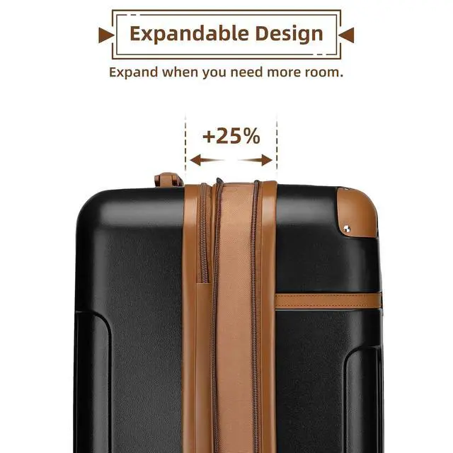 Alt view image 2 of 7 - LARVENDER Carry On Luggage 22x14x9 Airline Approved with Spinner Wheels, Expandable 20 Inch Luggage with TSA Lock, Hard Shell Carry On Suitcases for Women Men, Black