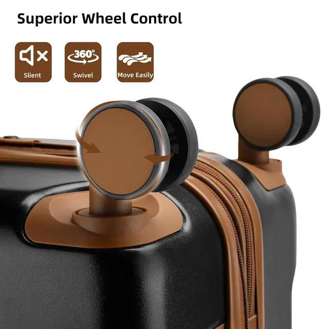 Alt view image 7 of 7 - LARVENDER Carry On Luggage 22x14x9 Airline Approved with Spinner Wheels, Expandable 20 Inch Luggage with TSA Lock, Hard Shell Carry On Suitcases for Women Men, Black