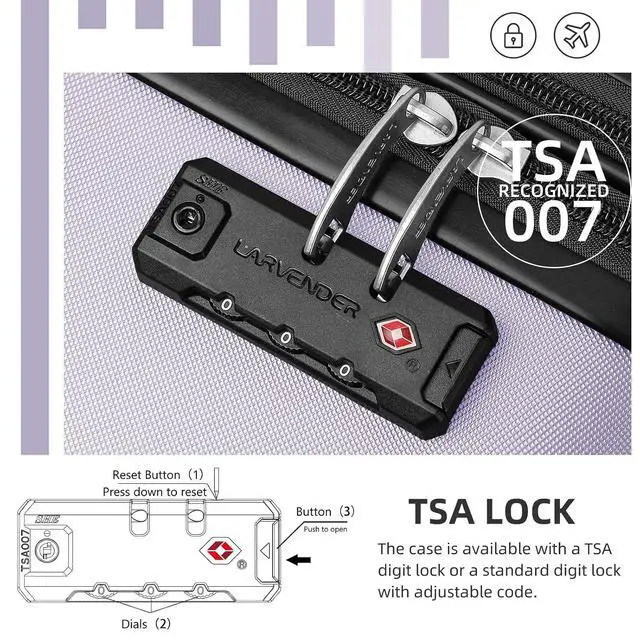 Alt view image 3 of 7 - Luggage Sets 6 Piece, Expandable Luggage Set Clearance for Women, Suitcases with Wheels, Hardside Hard Shell Travel Luggage with TSA Lock (Lavender Purple, 6pcs)