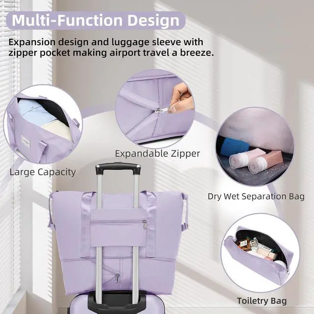 Alt view image 6 of 7 - Luggage Sets 6 Piece, Expandable Luggage Set Clearance for Women, Suitcases with Wheels, Hardside Hard Shell Travel Luggage with TSA Lock (Lavender Purple, 6pcs)