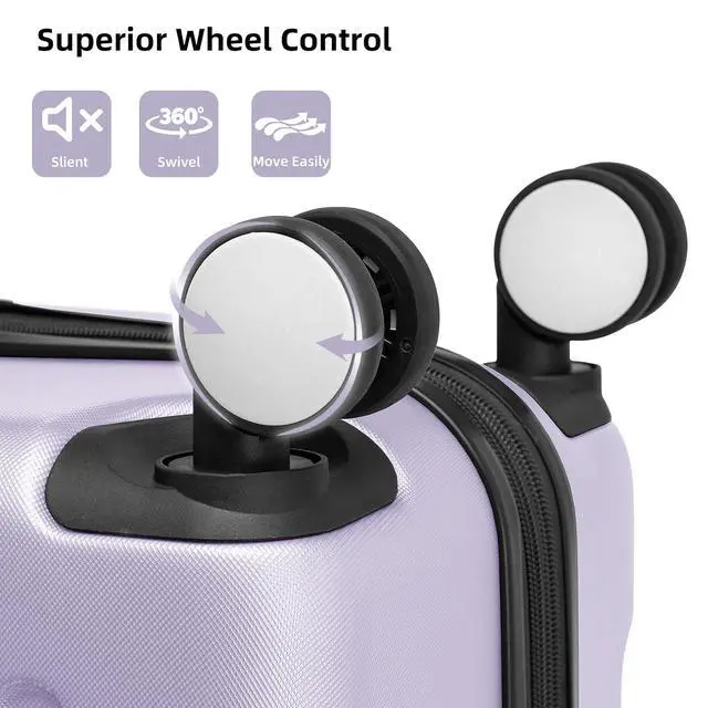 Alt view image 7 of 7 - Luggage Sets 6 Piece, Expandable Luggage Set Clearance for Women, Suitcases with Wheels, Hardside Hard Shell Travel Luggage with TSA Lock (Lavender Purple, 6pcs)