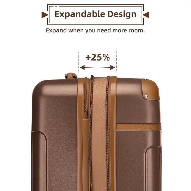 Alt view image 2 of 6 - LARVENDER Carry On Luggage 22x14x9 Airline Approved with Spinner Wheels, Expandable 20 Inch Luggage with TSA Lock, Hard Shell Carry On Suitcases for Women Men, Maple
