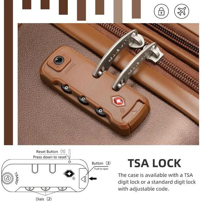 Alt view image 3 of 6 - LARVENDER Carry On Luggage 22x14x9 Airline Approved with Spinner Wheels, Expandable 20 Inch Luggage with TSA Lock, Hard Shell Carry On Suitcases for Women Men, Maple