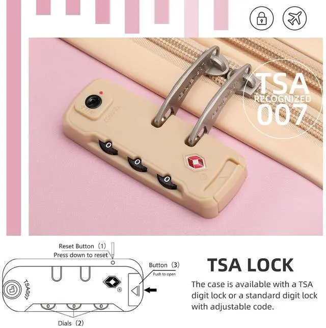 Alt view image 3 of 7 - LARVENDER Luggage Sets 3 Piece Expandable Carry on Luggage 22x14x9 Airline Approved Hardshell Suitcase with Wheels TSA Lock, Lightweight Suitcase Set for Women with Travel Backpack, Light Pink