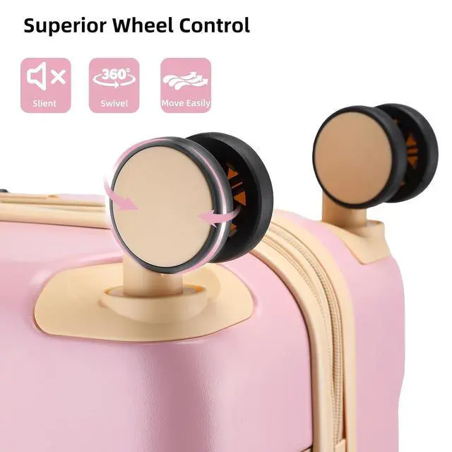 Alt view image 7 of 7 - LARVENDER Luggage Sets 3 Piece Expandable Carry on Luggage 22x14x9 Airline Approved Hardshell Suitcase with Wheels TSA Lock, Lightweight Suitcase Set for Women with Travel Backpack, Light Pink