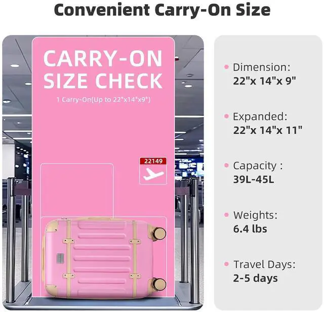 Alt view image 4 of 6 - LARVENDER Carry On Luggage 22x14x9 Airline Approved with Spinner Wheels, Expandable 20 Inch Luggage with TSA Lock, Hard Shell Carry On Suitcases for Women Men, Berry
