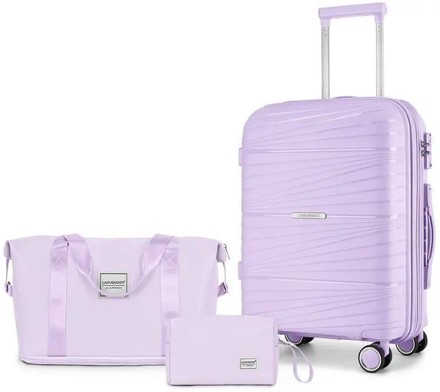 Main image of LARVENDER Carry On Luggage 22x14x9 Airline Approved, 20 Inch Hardshell & Lightweight PP Carry On Suitcase for Women with Spinner Wheels TSA Lock, Lavender