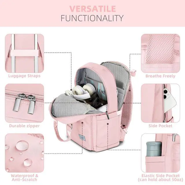 Alt view image 6 of 7 - LARVENDER Luggage Sets 3 Piece, Expandable Carry On Luggage 22x14x9 Airline Approved, 20 Inch Hardshell & Lightweight PP Carry On Suitcase for Women with Spinner Wheels TSA Lock, Light Pink