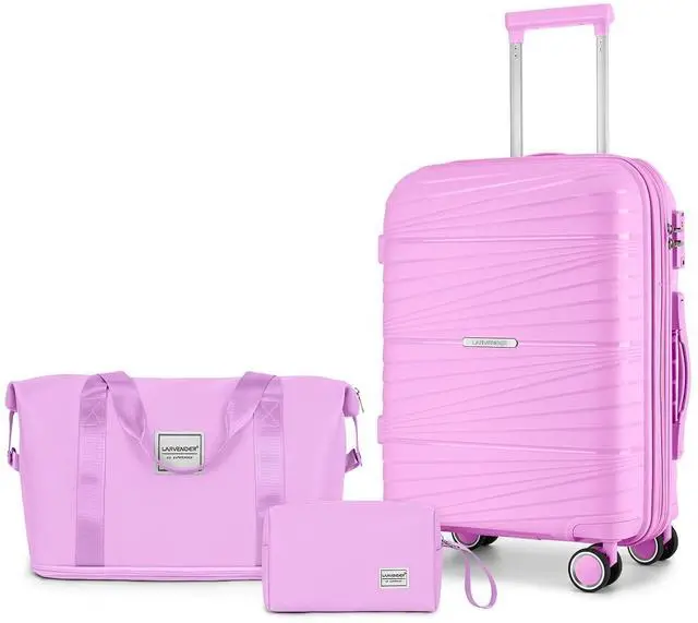 Main image of LARVENDER Carry On Luggage 22x14x9 Airline Approved, 20 Inch Hardshell & Lightweight PP Carry On Suitcase for Women with Spinner Wheels TSA Lock, Neon Pink