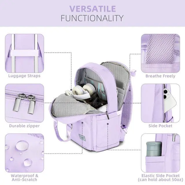 Alt view image 6 of 7 - LARVENDER Luggage Sets 3 Piece, Expandable Carry On Luggage 22x14x9 Airline Approved, 20 Inch Hardshell & Lightweight PP Carry On Suitcase for Women with Spinner Wheels TSA Lock, Lavender
