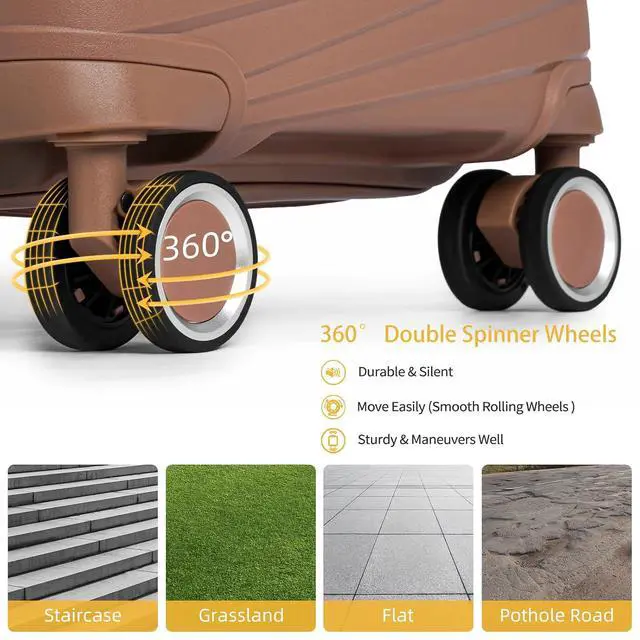 Alt view image 6 of 7 - LARVENDER Carry On Luggage 22x14x9 Airline Approved, 20 Inch Hardshell & Lightweight PP Carry On Suitcase for Women with Spinner Wheels TSA Lock, Mocha
