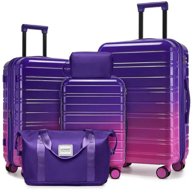 Main image of LARVENDER 5 Piece Luggage Set Hardside Expandable 20 24 28 Inch Midnight Berry