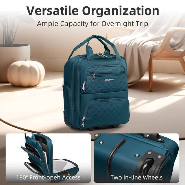 Alt view image 6 of 7 - LARVENDER 4 Piece Luggage Set with Spinner Wheels - Expandable Softside Carry On Suitcase 22x14x9 Airline Approved, 16 20" Carry On Luggage,TSA Lock, Blue