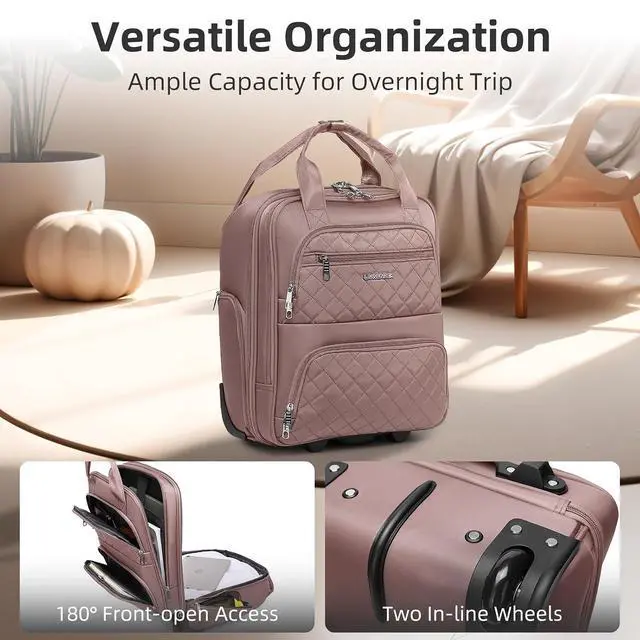 Alt view image 6 of 7 - LARVENDER 4 Piece Luggage Set with Spinner Wheels - Expandable Softside Carry On Suitcase 22x14x9 Airline Approved, 16 20" Carry On Luggage,TSA Lock, Pink