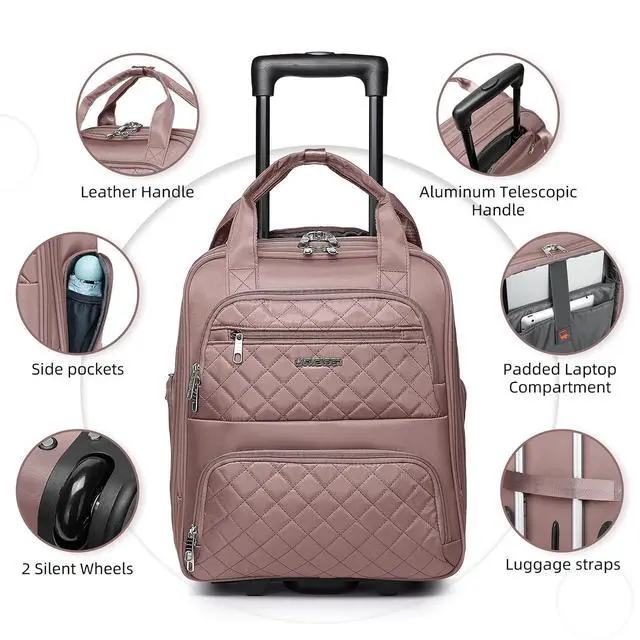 Alt view image 4 of 7 - LARVENDER 4 Piece Luggage Set with Spinner Wheels - Expandable Softside Carry On Suitcase 22x14x9 Airline Approved, 16 20" Carry On Luggage,TSA Lock, Pink