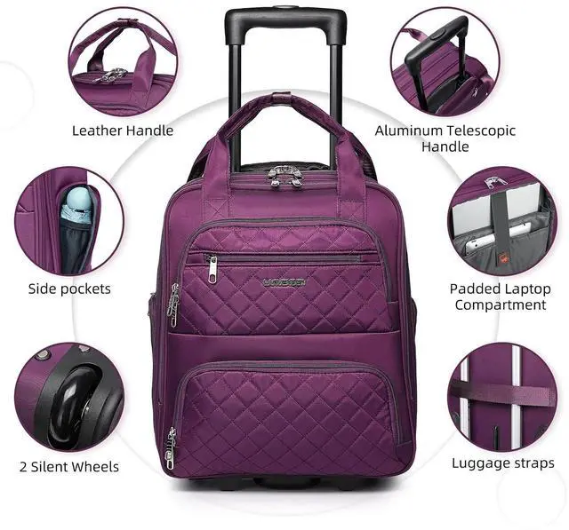 Alt view image 4 of 7 - LARVENDER 4 Piece Luggage Set with Spinner Wheels - Expandable Softside Carry On Suitcase 22x14x9 Airline Approved, 16 20" Carry On Luggage,TSA Lock, Purple
