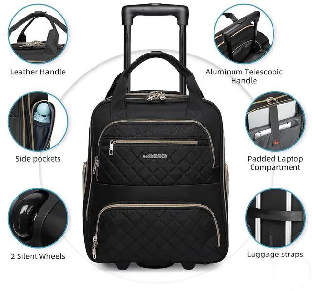 Alt view image 4 of 7 - LARVENDER 4 Piece Luggage Set with Spinner Wheels - Expandable Softside Carry On Suitcase 22x14x9 Airline Approved, 16 20" Carry On Luggage,TSA Lock, Black